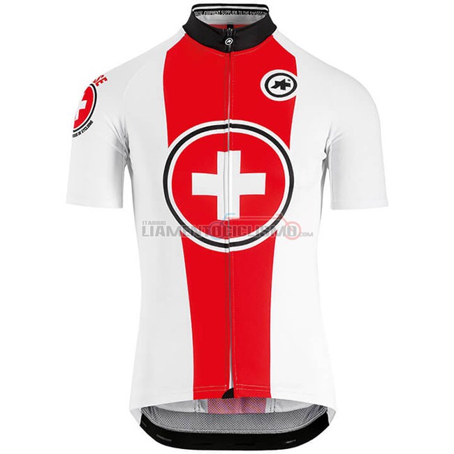 Abbigliamento Ciclismo Svizzera Manica Corta 2018 Rosso Bianco